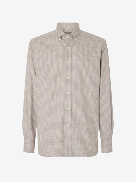 CORNELIANI Flannel shirt with brown/Grey check pattern