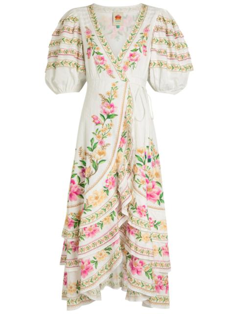 FARM RIO Farm Rio Palm Dream Printed Cotton Midi Wrap Dress