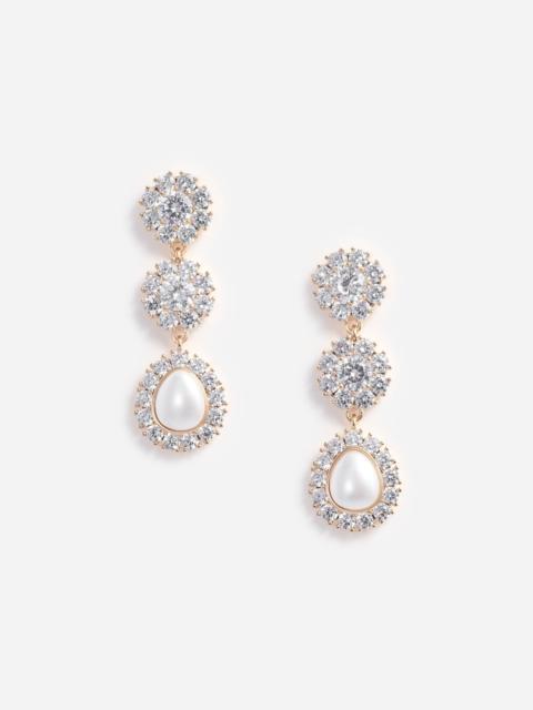 self-portrait Gold Crystal Flower Tiered Earrings