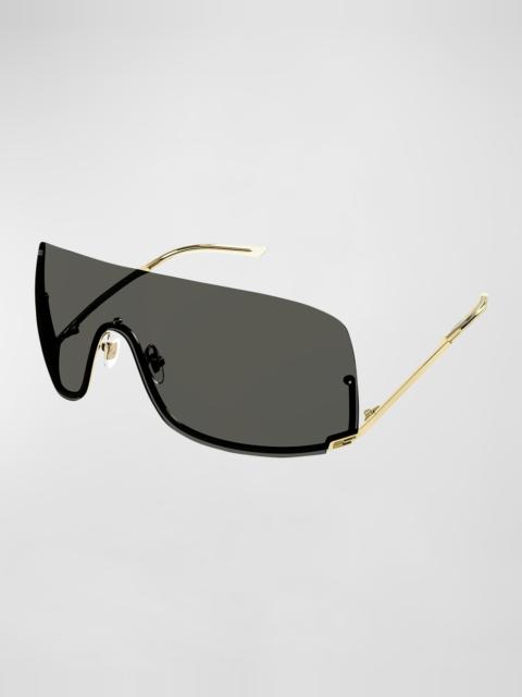 GUCCI Rimless Metal Shield Sunglasses