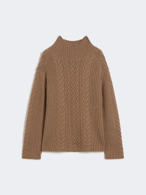 'S Max Mara Cable-knit wool and cashmere polo-neck sweater - MUD