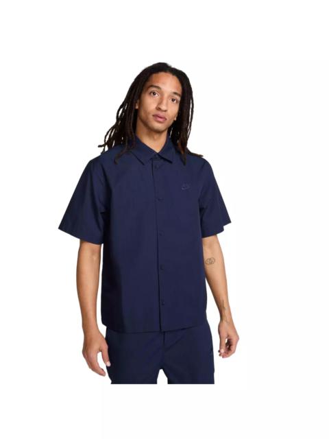 Nike Men's Club Short-Sleeve Button-Down Shirt -Blue
