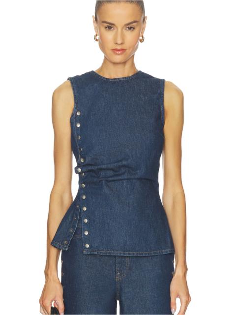 ROTATE Denim Buttoned Top