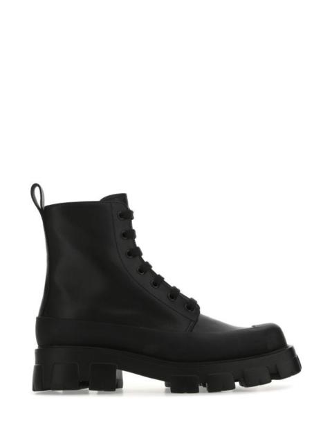 Prada Man Black Leather Ankle Boots