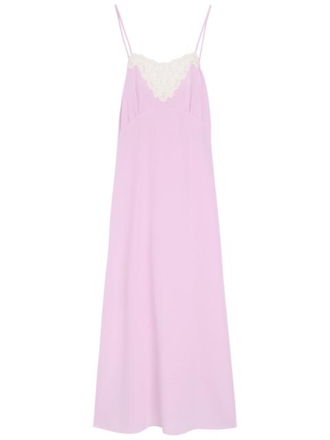 Chloe Lace-trimmed Silk Crepe de Chine Midi Dress