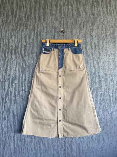 Diesel Diesel Midi Skirt Hybrid Denim-Khaki raw cuts