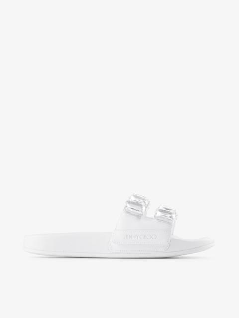 JIMMY CHOO Fitz/Crystal
White Nappa Leather Crystal Slides