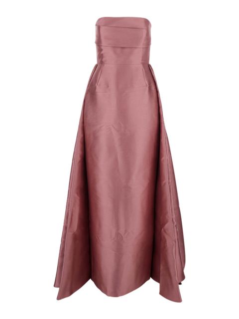 SOLACE LONDON Solace London Women 'Tiffany' Pink Long Dress With Draped Details And Flared Skirt In Twill Woman
