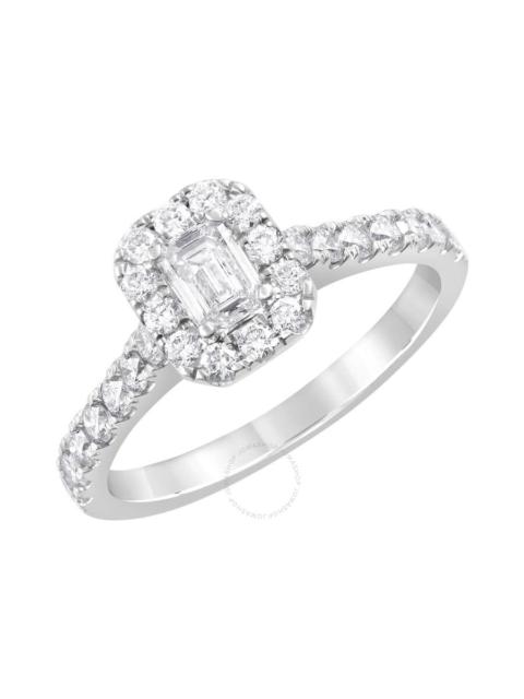 Other Designers Brilliant Diamond 14K White Gold 1 CTTW LAB GROWN Diamond Halo Emerald Engagement Ring (G-H, SI1-SI2