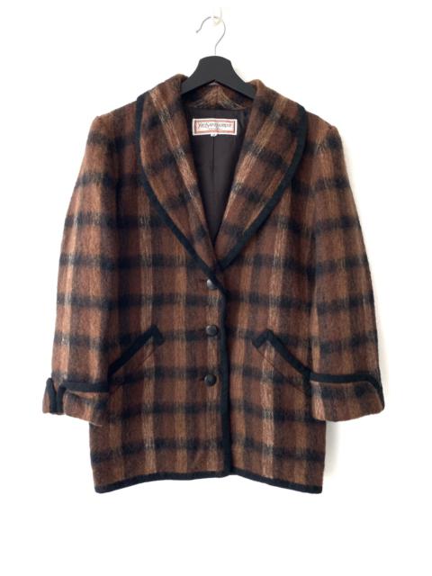 Other Designers Vintage - Vintage Yves Saint Laurent Plaid Mohair Knit Coat