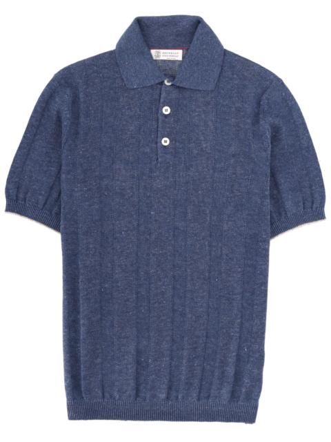 Brunello Cucinelli LINEN AND COTTON KNIT POLO SHIRT