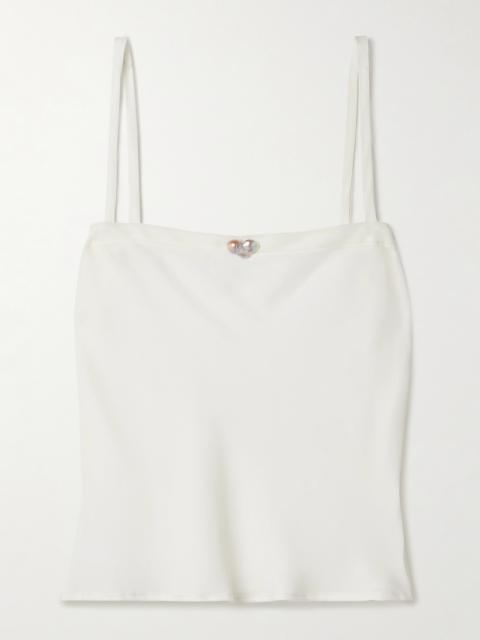 SARA CRISTINA Ola Pearl-embellished Recycled Crepe De Chine Camisole