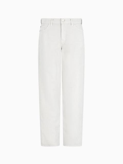 EMPORIO ARMANI J90 CARROT-FIT JEANS IN A LYOCELL AND LINEN BLEND DENIM ASV