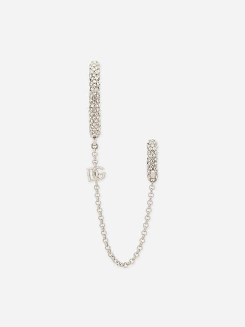 Dolce & Gabbana Single rhinestone-detailed Creole earring with chain accent