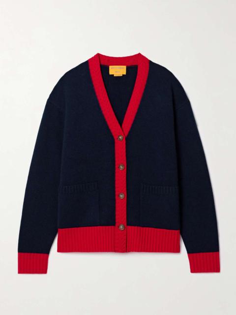 Color-block cashmere cardigan