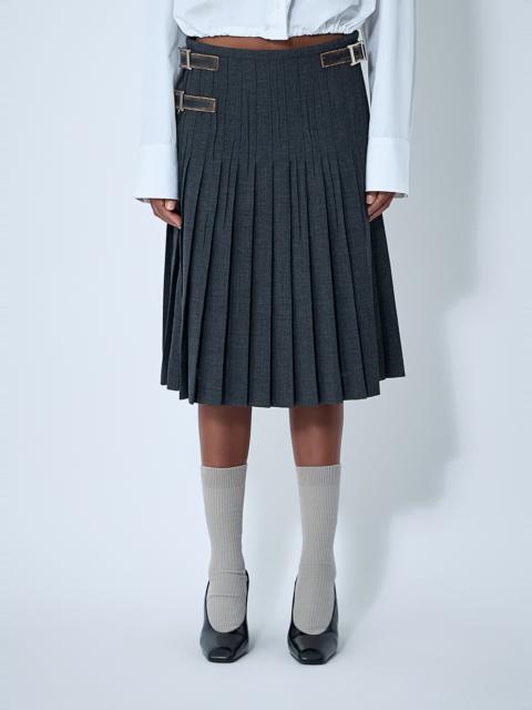 Prada Pleated Rush Stitch Skirt With Belt