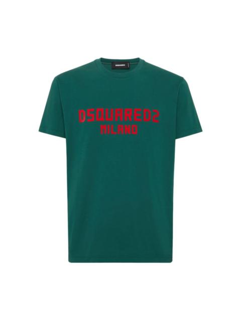 【送料&関税込】Dsquared2 Green Crew-neck T-shirt With Logo DSQUARED2 GREEN LOGO PRINT CREW NECK T-SHIRT | miinto