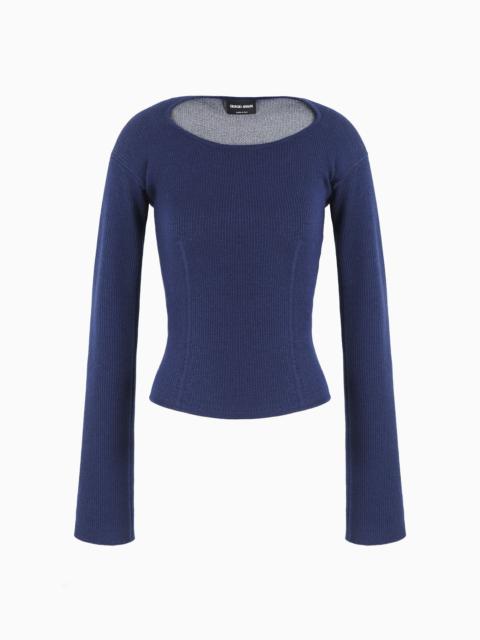 GIORGIO ARMANI Ribbed viscose-and-wool jumper
