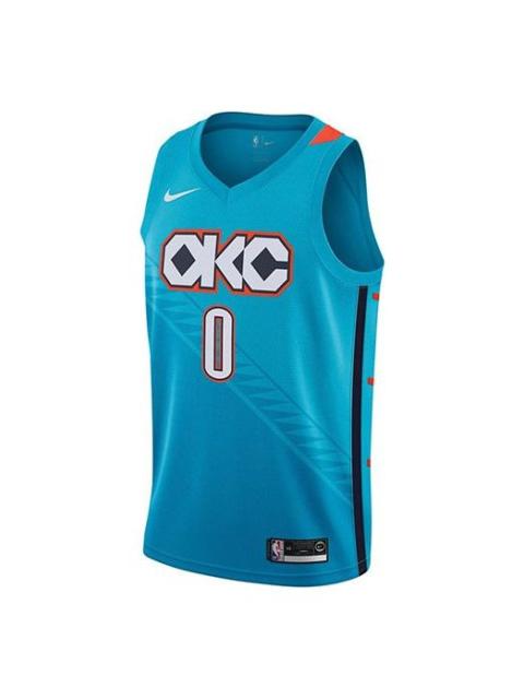 Nike Nike NBA Russell Westbrook City Edition (Oklahoma City Thunder) Swingman Jersey Blue AJ4632-445