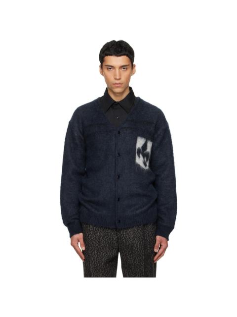 NEEDLES Navy Mohair Emblem Cardigan