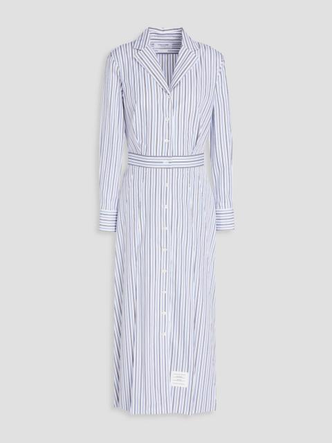 Thom Browne Pleated striped cotton-poplin midi shirt dress