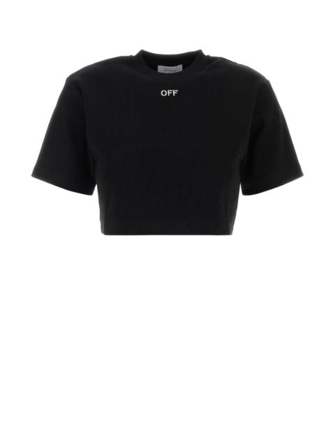 Off-White Off White Women Black Stretch Cotton T-Shirt