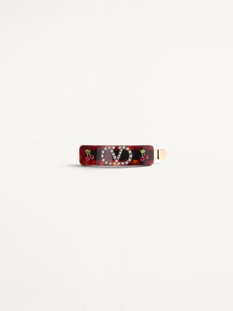 Valentino VLOGO SIGNATURE HAIR CLIP IN RESIN, METAL AND SWAROVSKI® CRYSTALS