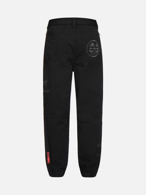 EVISU KAMON AND SLOGAN EMBROIDERY LOOSE FIT PANTS