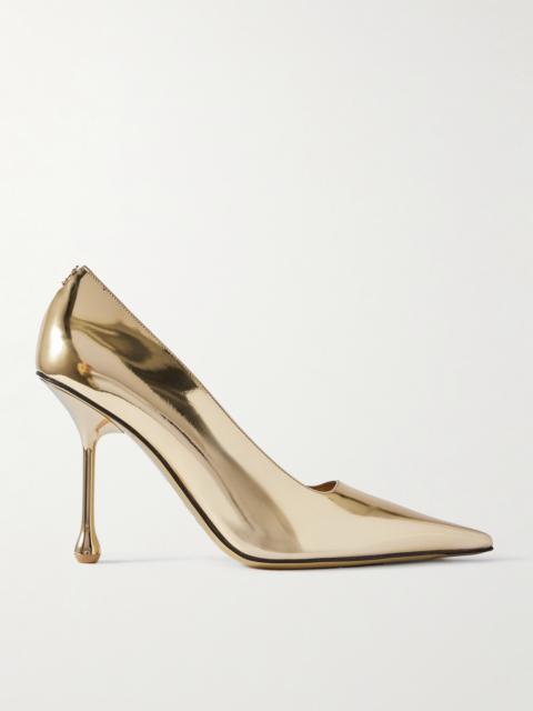 JIMMY CHOO Ixia 95 Mirrored-leather Point-toe Pumps