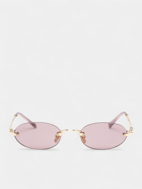 Miu Miu Gold-Tone Metal Oval Sunglasses