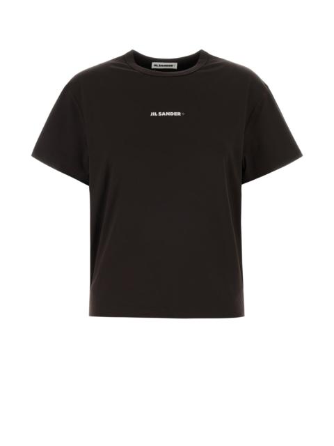 Jil Sander Dark brown stretch polyester t-shirt