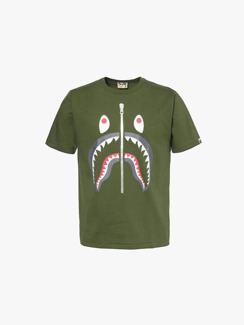 Shark-print short-sleeve cotton-jersey T-shirt