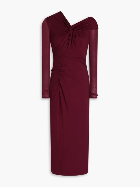 DIANE VON FURSTENBERG Rich twisted stretch-jersey and mesh midi dress