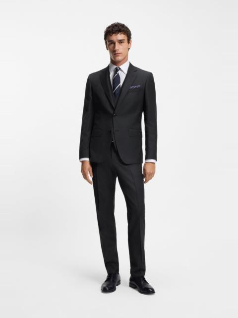 BOSS THREE-PIECE SLIM-FIT SUIT IN PATTERNED VIRGIN WOOL