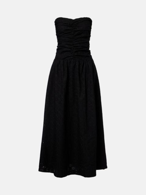 FAITHFULL Lia broderie anglaise ruched maxi dress