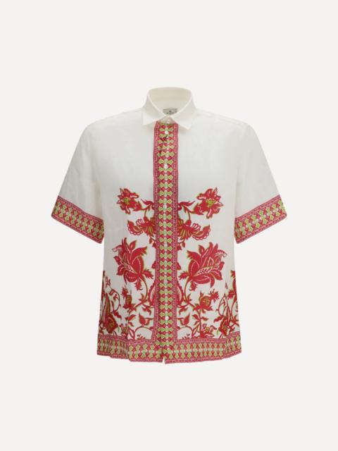 Etro Linen shirt with floral print and short sleeves