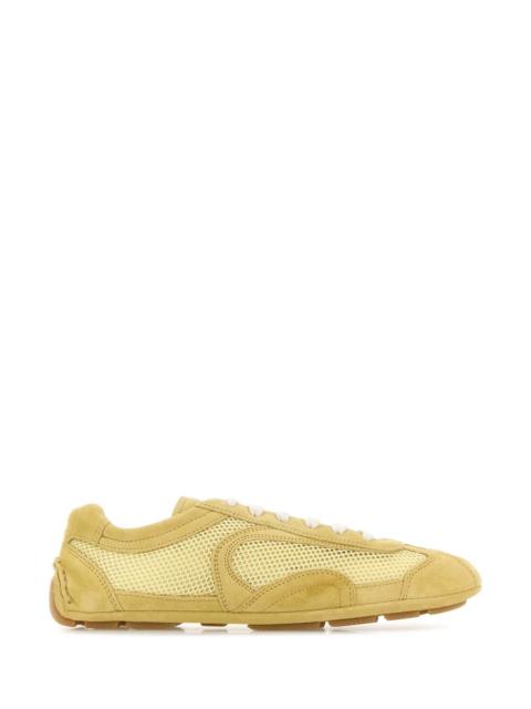 Prada Prada Women Yellow Suede And Mesh Montecarlo Sneakers