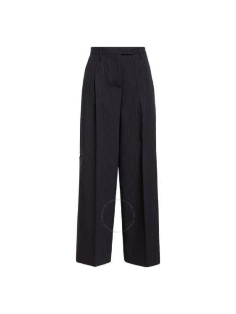 Burberry Wide Leg Pinstrip Wool Trousers, Size X-Small