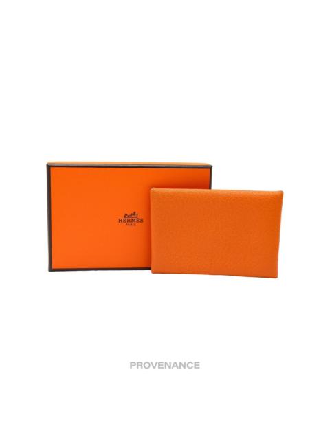 Hermès Hermès Calvi Card Wallet - Orange Chevre Mysore Leather