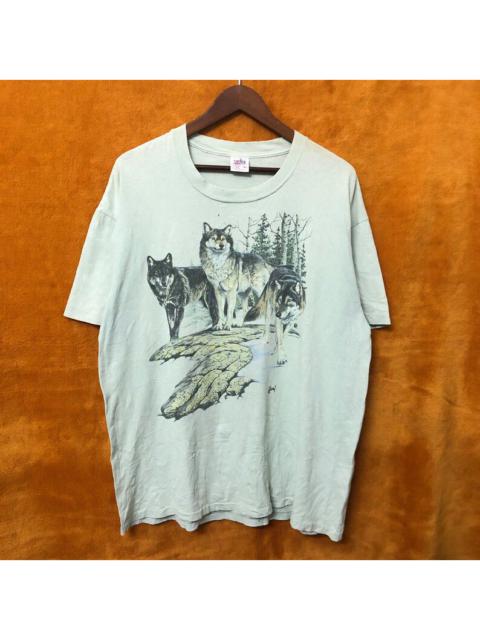 Other Designers Vintage Wolf Animal Graphic Art Photo Print T-Shirt