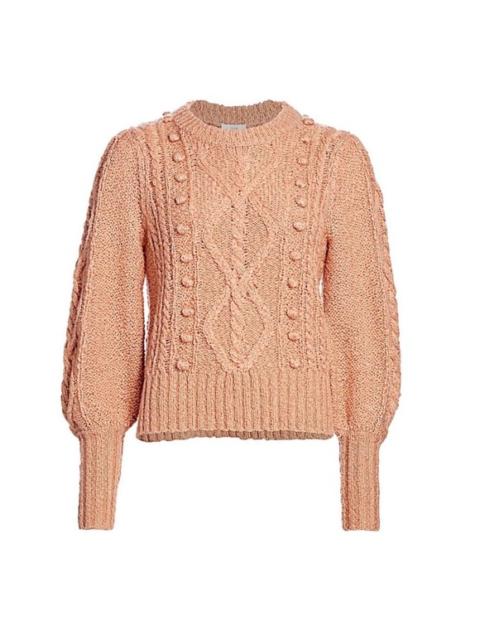 Other Designers New! Joie Bia Cable-Knit Puff-Sleeve Sweater in Ginger Sz Small $348