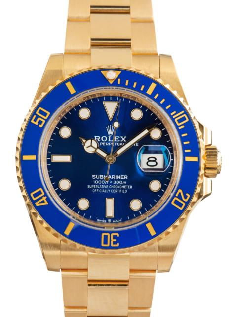 ROLEX Pre-Owned 18k Yellow Gold Rolex Submariner Ref 126618LB Blue Dial