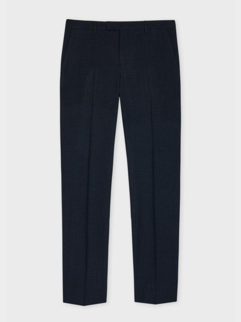 Slim-Fit Navy Gingham Check Stretch-Wool Trousers