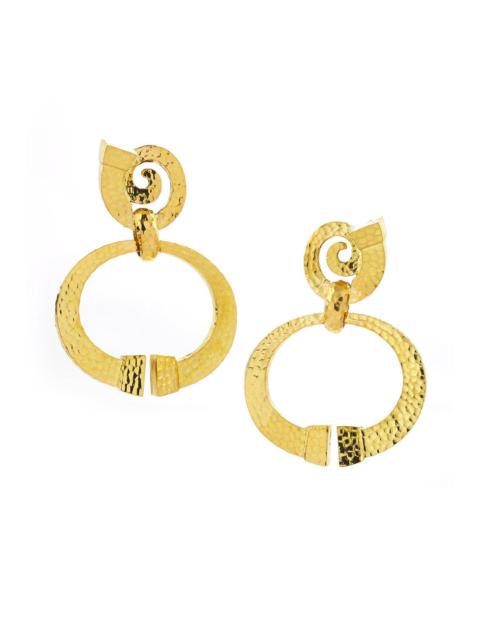 DAVID WEBB Hammered Square Nail Doorknocker Earrings