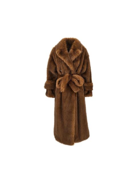 Other Designers Bb Couture 'Farrah' Faux Fur Long Trench Coat Brown