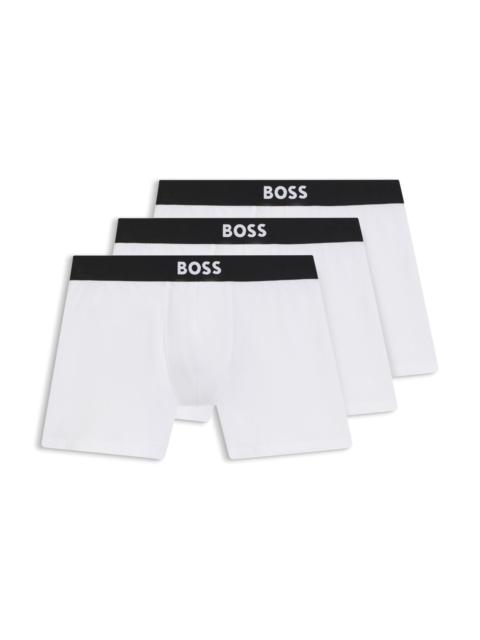 BOSS TWO-PACK OF STRETCH-COTTON BOXER BRIEFS WITH LOGO WAISTBANDS
