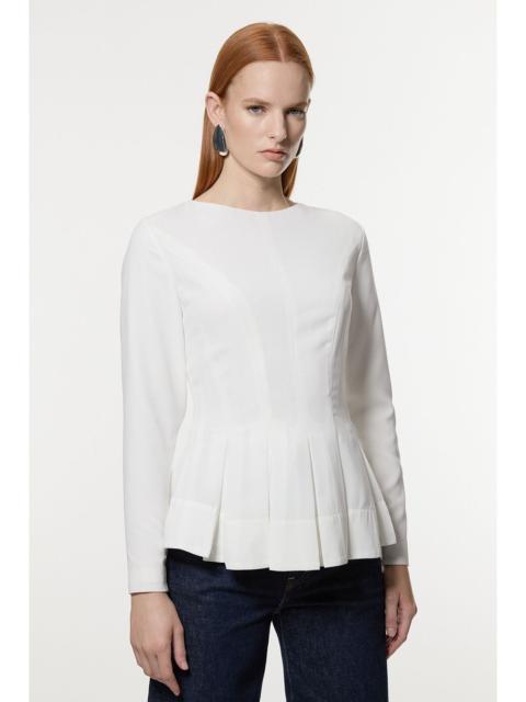 KAREN MILLEN Pleated Long Sleeve Open Back Detail Woven Blouse