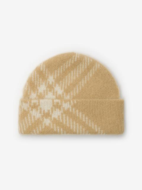 Burberry Check Mohair Wool Blend Beanie