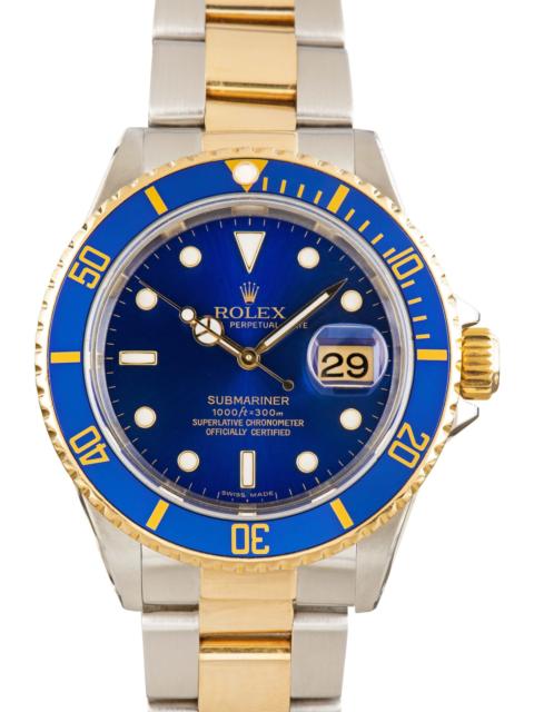 ROLEX Used Rolex Submariner Steel & Gold Ref 16613 Blue Dial