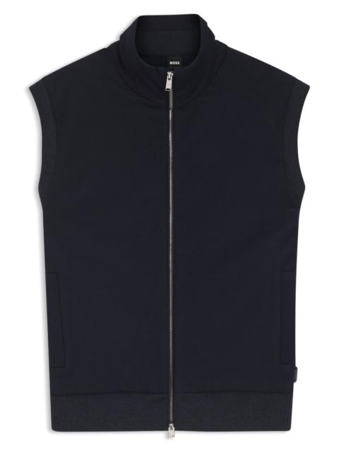 BOSS FLANNEL GILET WITH RIBBED TRIMS